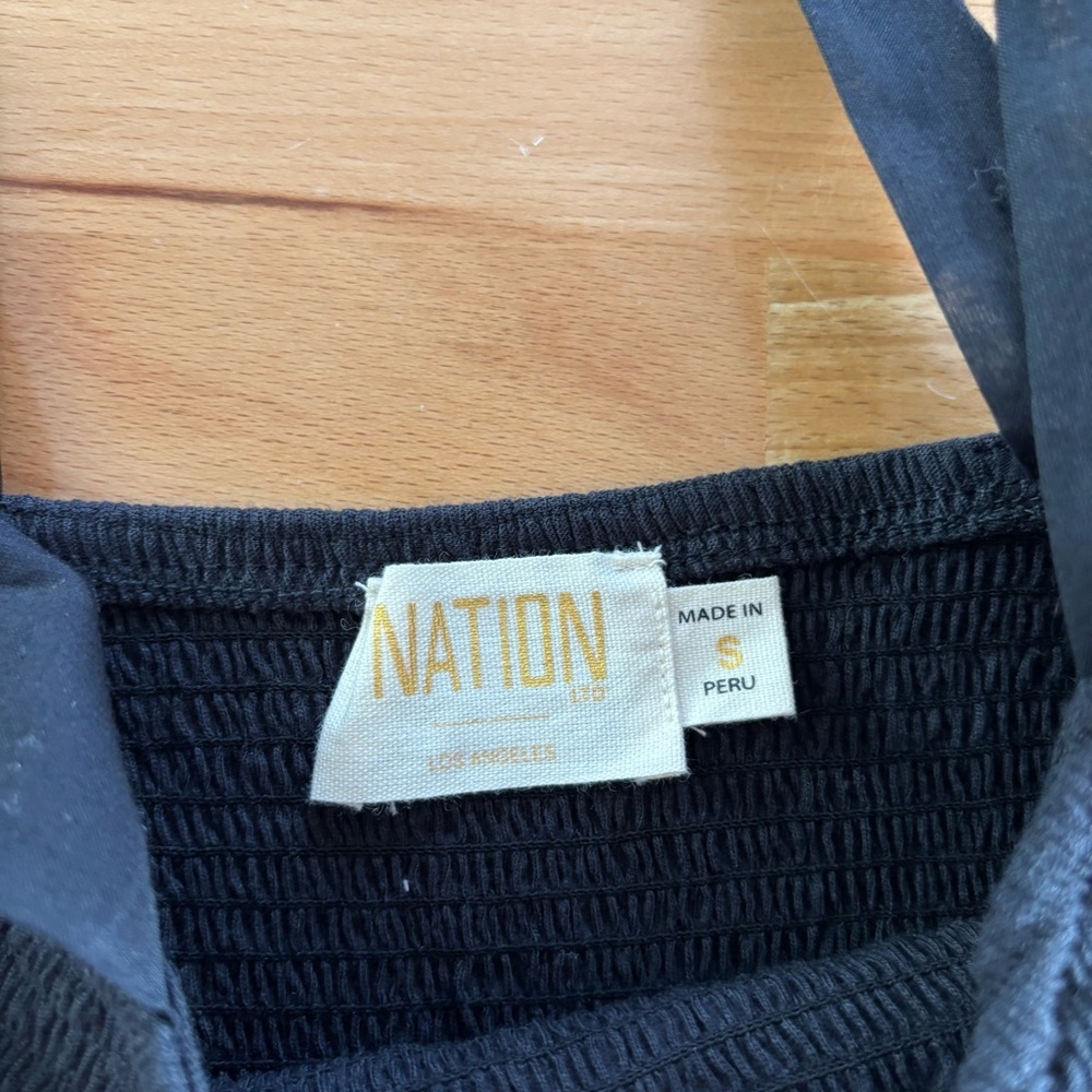 Nation LTD Women’s small black smock tank toe bow tie shoulders fitted ladies - Picture 8 of 10